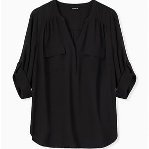 Torrid Harper Black Georgette Pullover Blouse